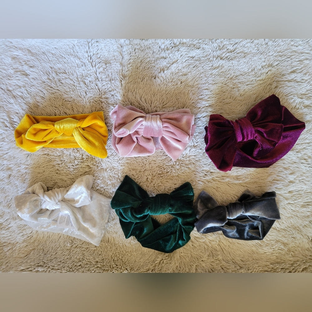 Velour Bow Headwrap Set for Kids - Multicolor- Baby Girl Headwraps